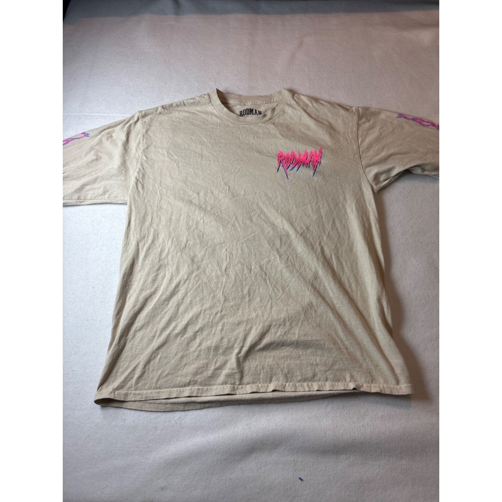 Rodman Brand Graphic T-Shirt Mens Large Tan 90s Streetwear USA Made